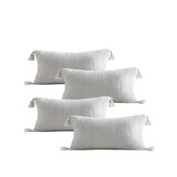 Genérico - Set De 4 Fundas De Cojin Chenille Con Borlas 30X50 Blanco