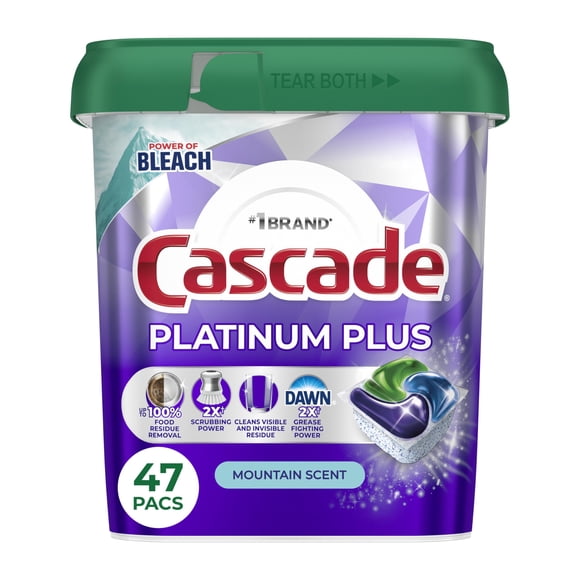 Cápsulas para lavavajillas Cascade Platinum Plus Mountain, 47 unidades