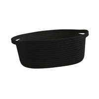 Magideal - Cesta De Cuerda De Algodón Con Asas, Contenedor Organizativo, Cesta De Escritorio Para Objetos Pequeños, Cesta De Estantería Para Kit De Costura, Escr Negro