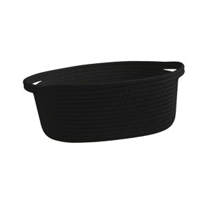 Magideal - Cesta De Cuerda De Algodón Con Asas, Contenedor Organizativo, Cesta De Escritorio Para Objetos Pequeños, Cesta De Estantería Para Kit De Costura, Escr Negro