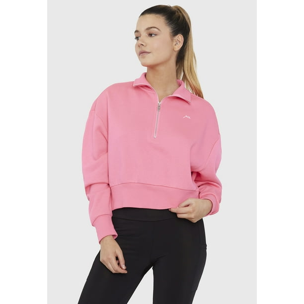 Polerón Mujer Deportivo Half Zipper Rosado Corona