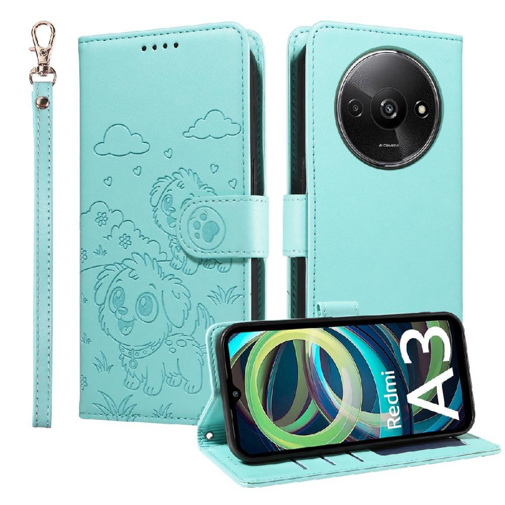 Funda Billetera Foxdock Compatible Con Xiaomi Redmi A3 4G, Diseño Perrito Tierno, Ranuras Para Tarjetas Y Soporte Plegable