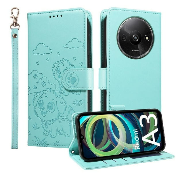 Funda Billetera FOXDOCK Compatible con Xiaomi Redmi A3 4G, Diseño Perrito Tierno, Ranuras para Tarjetas y Soporte Plegable