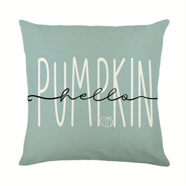 1pc Halloween Cushion Pumpkin Print Throw Pillow Case, Blue Cushion Cover For Sofa, 100% Polyester,17.7x17.7inch (without Pillow Core), Home Decor