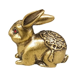 Bothyi - Estatuilla De Conejito De Pascua Cobre Vintage Decorativo Pequeño Para Patio Escritorio Jardín Tumbarse