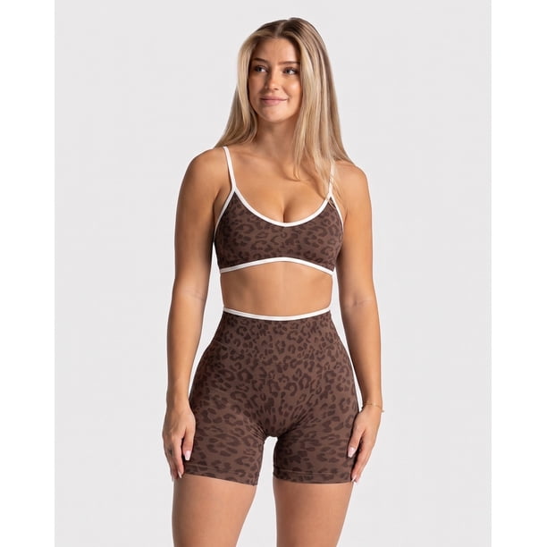 Set Deportivo Mujer Animal Print Short Tiro Alto Y Top