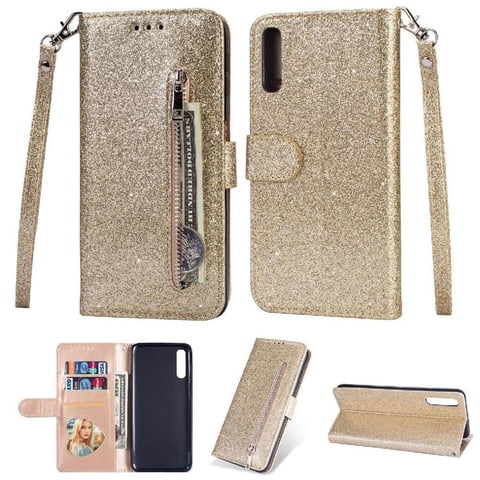 Funda Para Foxdock Elegante Funda Samsung Galaxy A30S Glitter Con Cremallera-Ideal Para El Uso Diario