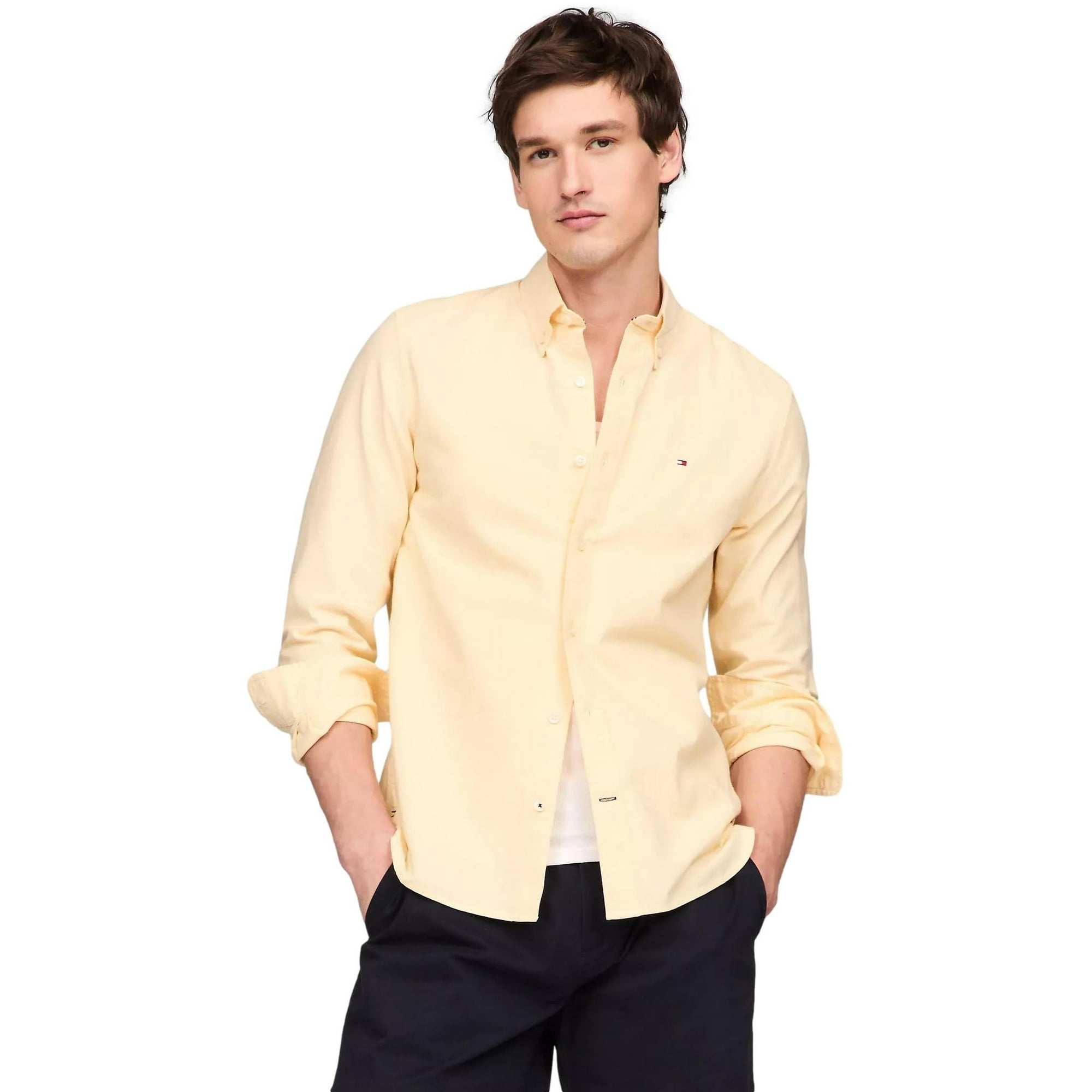 Camisa Tommy Hilfiger Oxford De Manga Larga Con Botones Para Hombre