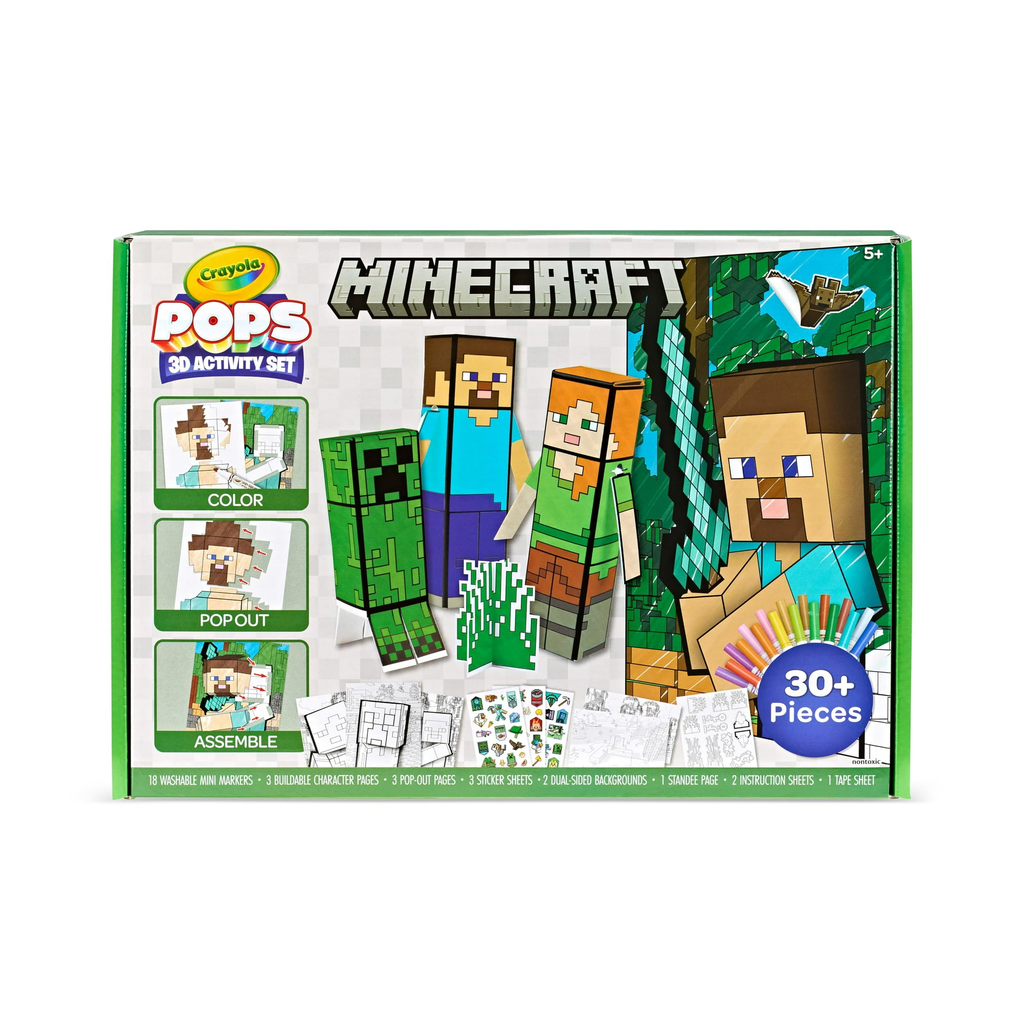 Set De Arte Crayola Minecraft Pops 3d Con Libro Para Colorear De Más De 6 Años