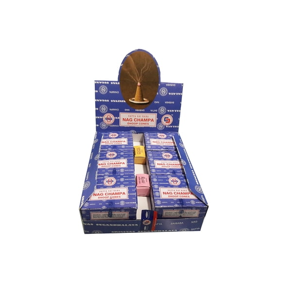 Conos de incienso Satya Sai Baba Nag Champa, 12 cajas de cartón