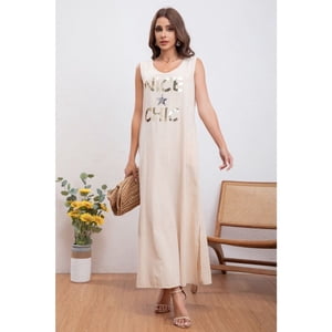 Likeshop - Vestido Lino Largo Primavera Verano Mujer Variedad Colores 300