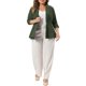thumbnail image 2 of Agnes Orinda Blazer para Mujer Talla Grande Botón Solapa Panel Volante Peplum Blazers 4X Verde Militar, 2 of 6