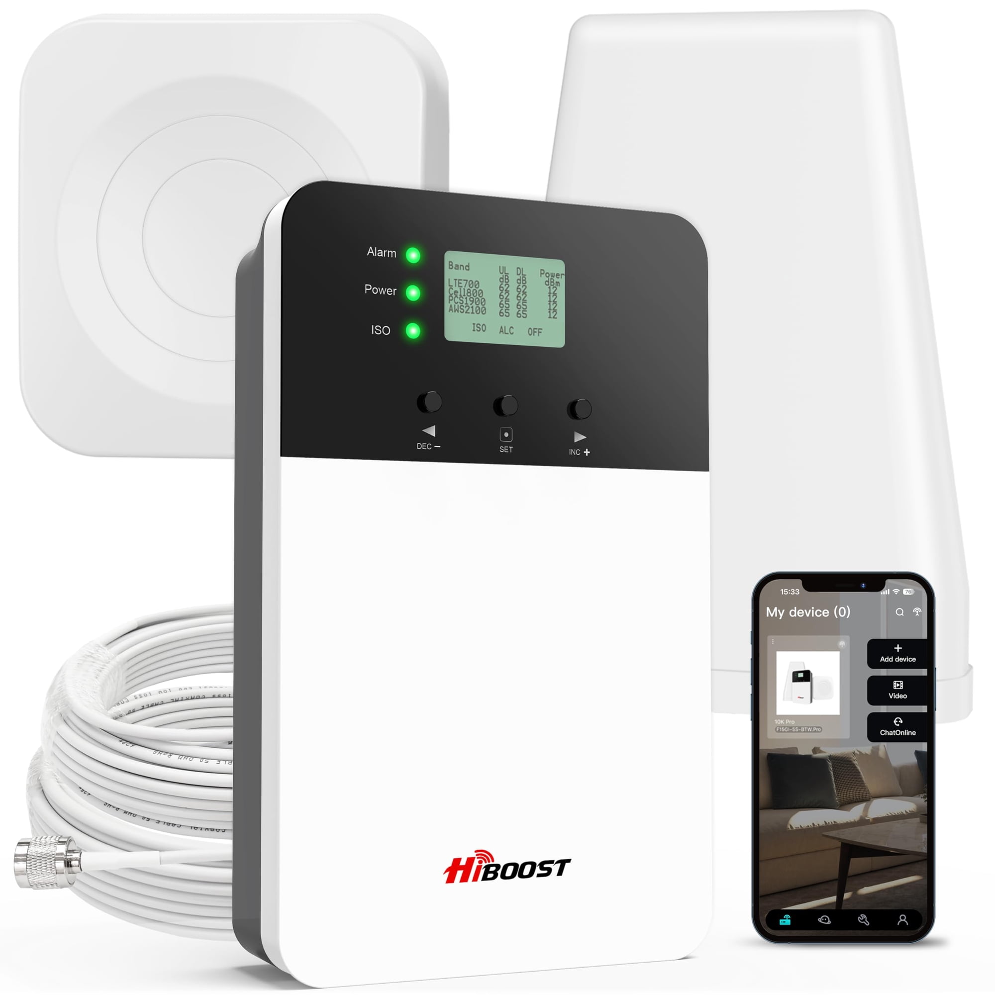 Amplificador De Señal De Teléfono Celular Hiboost De 6,000 Pies Cuadrados Con 2 Antenas