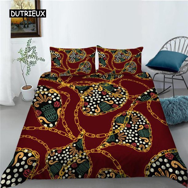 x1059 Bed SheetsLeopard Print Duvet Cover Set Microfiber European Retro Classic Printing Twin Bedding Set Leopard Gold Chain Quilt Cover 3-Piece Bedding Set (1 Duvet Cover + 2 Pillow Shams) nj1059