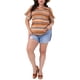 thumbnail image 2 of Agnes Orinda Mujeres Tallas Grandes Escuela Universidad Boho Tops Estampado Geométrico Manga Murciélago Cuello en V Blusas Casuales 4X Naranja, 2 of 6