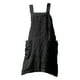 thumbnail image 3 of Delantal De Lino De Algodón Con Bolsillo Delantales De Chef Con Espalda Cruzada Para Mujer XXXL Negro, 3 of 5