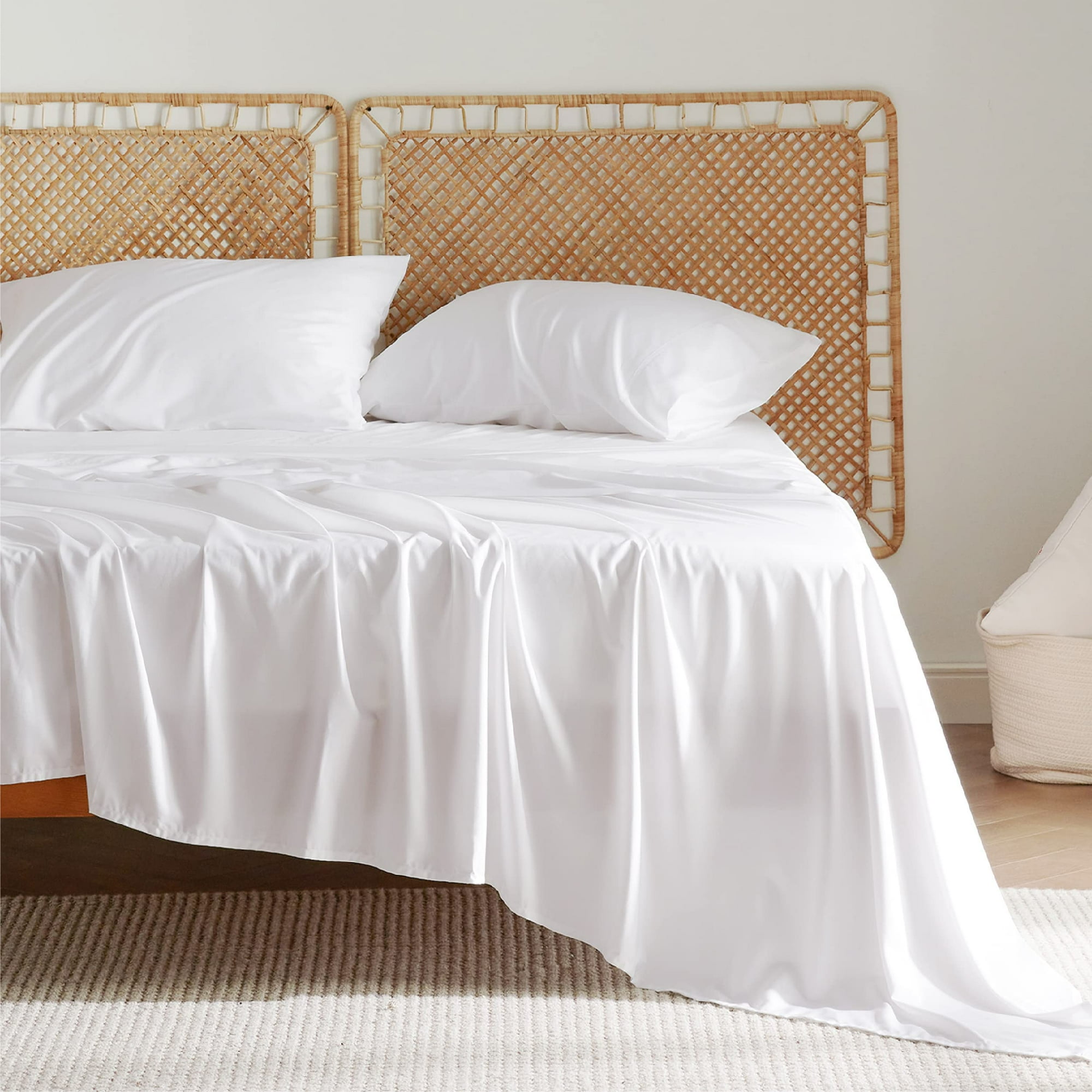 Juego De Sábanas Bedsure Queen Size Cooling Rayon Bamboo White
