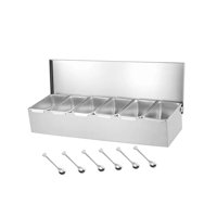 Magideal - Seasoning Container Organizador De Especias Con Compartimentos Múltiples Caja De Ingredientes Cocina De Acero Inoxidable Con Tapa Extraíble Adecuado P Seis Rejillas