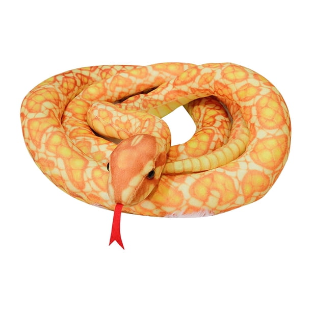 Juguete de peluche de serpientes de 200 cm con lenguas rojas, juguetes de muñeca de almohada, figura de Animal de simulación de serpiente de peluche Amarillo