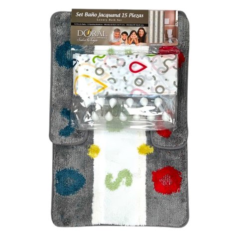 Set De Baño 15Pcs Jacquard / Gotas Multicolor – Doral