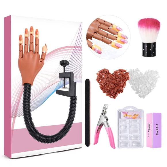 Hand de manicura LIONVISON con 300 puntas de uñas, lima y brocha