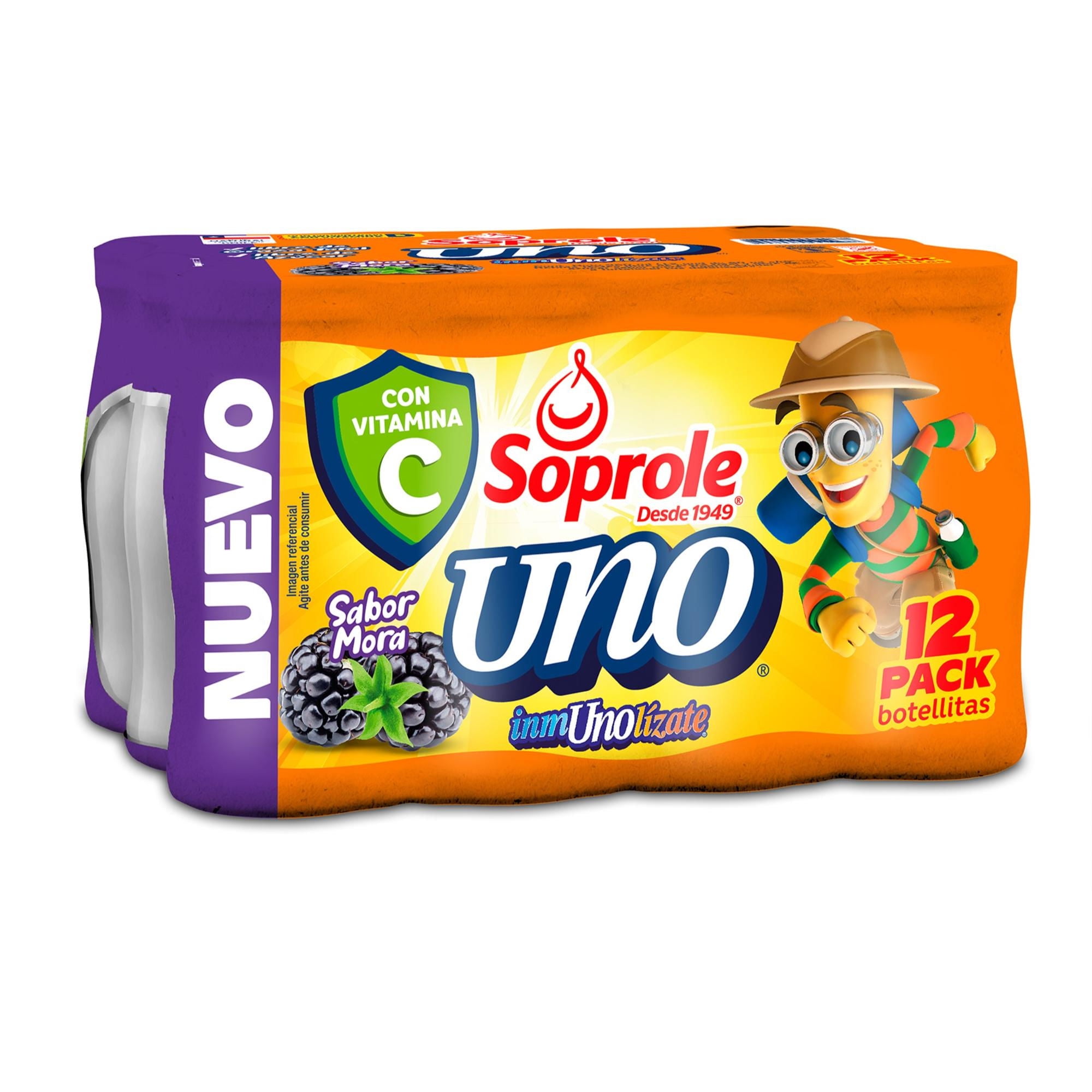 Probiótico Uno Vitamina C Mora Pack 12 Botellas 80 ml Soprole