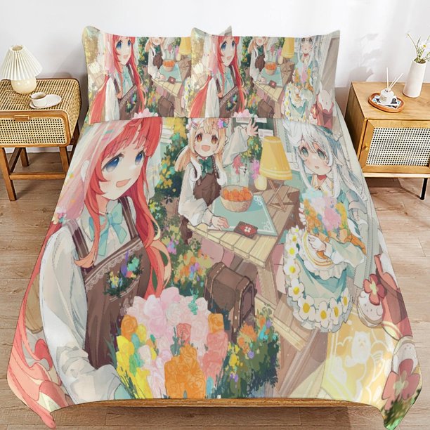 Genshin-Impact Genshin-Impact Bedding Set Sheet Set for Kids Adults,All Season Lightweight