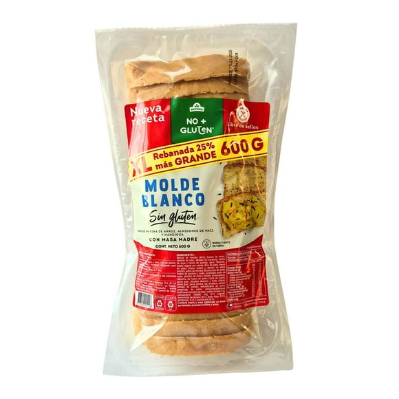 Pan De Molde Blanco Sin Glúten 1 Un, 480 g