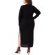 thumbnail image 3 of Vestidos de Día de San Patricio para Mujer de Talla Grande Agnes Orinda, Vestido Largo Ajustado de Punto Acanalado con Abertura Lateral, Cuello Redondo, Manga Larga, Ajuste Ceñido, 4X Negro, 3 of 5