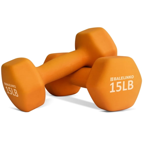 Par de mancuernas Balelinko de 6,8 kg, neopreno hexagonales, color naranja