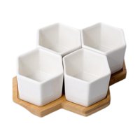 Magideal - Macetas Suculentas De Cerámica De Color Blanco Macetas De Cactus Con Bandeja De Bambú Macetas Suculentas Creativas, Maceta Para Escritorio Jardín Ofic Estilo A