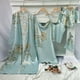 thumbnail image 1 of 4pcs Elegant Floral Print Pajamas Set, Long Sleeve Robe + Cami Dress + Cami Top + Ruffle Hem Shorts, Women's Loungewear & Sleepwear, 1 of 3