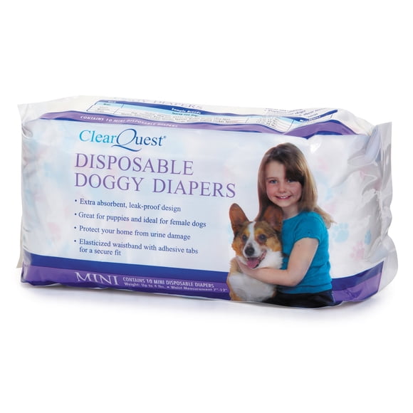 Pañales para Perros ClearQuest Mini Desechables Cintura 18-30 cm (hasta 1.8 kg)