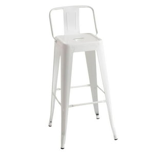 Itahome - Piso De Bar Metal Tolix Blanco C/Respaldo