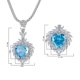 thumbnail image 2 of Juegos de Joyería de Boda de 15 X 15 Mm para Novia, Dama de Honor, Mujeres, 2 Pzas, Colgante Azul de CZ, Collar, Anillos, Talla 5-9, Fiesta de Graduación, Cumpleaños, Aniversario, Joyería, 2 of 7