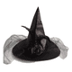 thumbnail image 1 of Sombrero Bruja Tela Con Flor, Y Velo, Colores Negro Y Morado, 1 of 2