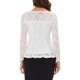 thumbnail image 3 of INSPIRE CHIC Edición Blusa de Mujer con Encaje, Abertura Frontal, Dobladillo Peplum, Mangas Largas Transparentes, Talla M, Color Blanco, 3 of 6
