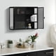 thumbnail image 2 of 27.56"Glass Doors Modern Two-door Wall Cabinet with Featuring Three-tier Storage for Entryway Living Room Bathroom Dining Room,Black, 2 of 3