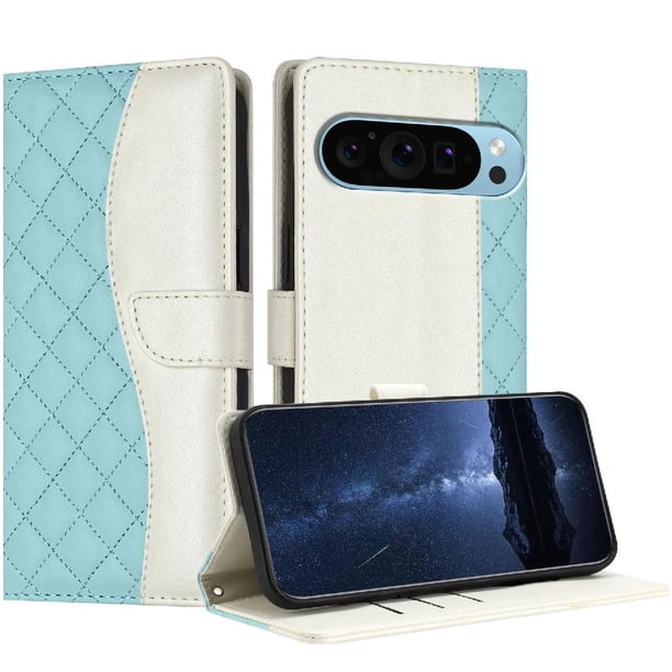 Funda Tipo Cartera Acolchada para Google Pixel 9 Pro con Bloqueo RFID Ranuras y Correa Verde