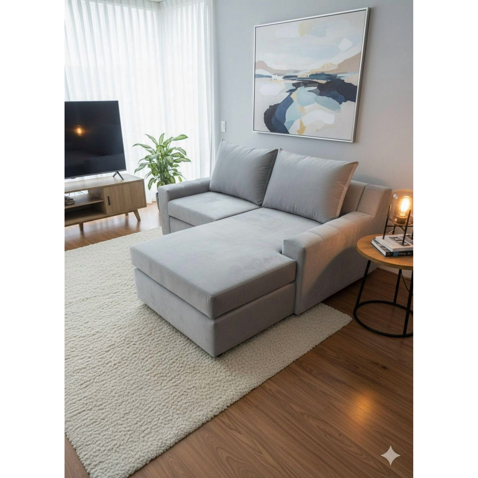 Sc Decohome - Sofá Modular Nápoles Felpa Azul