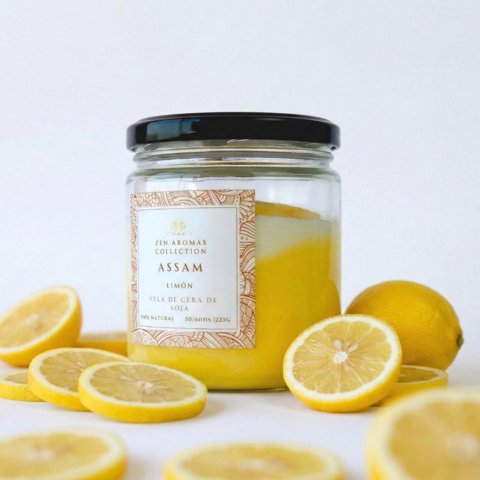 Vela Aromática Limón Fragancia Energizante Decorativa Zen Aromas