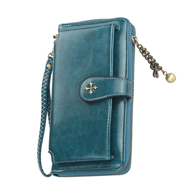 Nuevo bolso largo para mujer, multifuncional, con cremallera, para teléfono móvil, bolso de mano con hebilla de moda