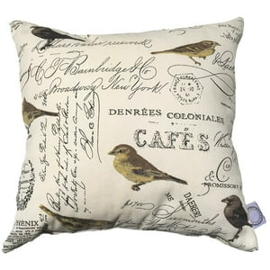 Elizabeth Peper - Cojin Decorativo Diseño Aves Crema Y Cafe 60X60 Relleno