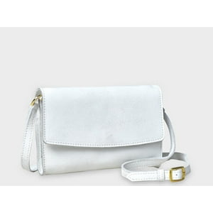 Cartera Sharo Cuero Blanca Para Hombro