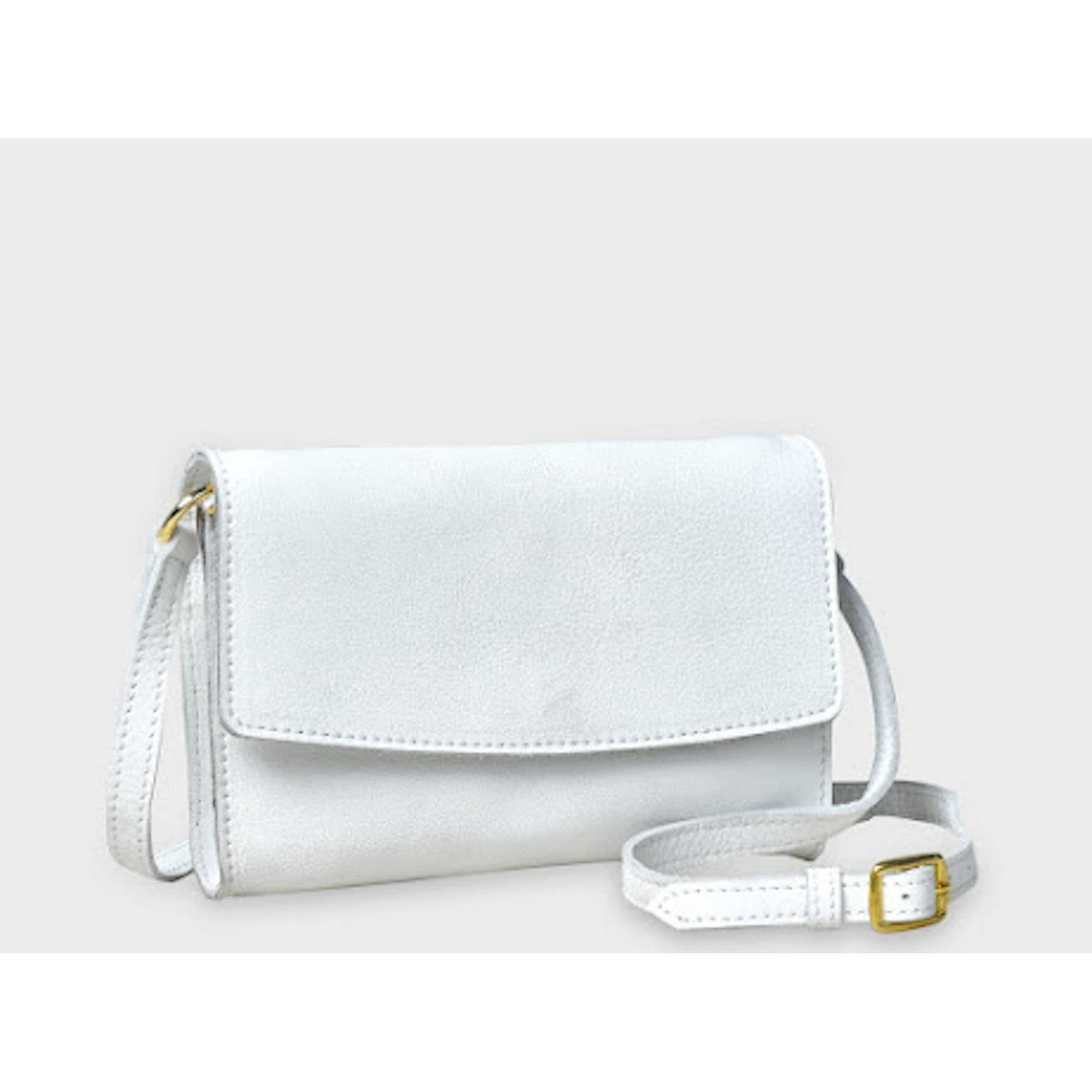 Cartera Sharo Cuero Blanca Para Hombro