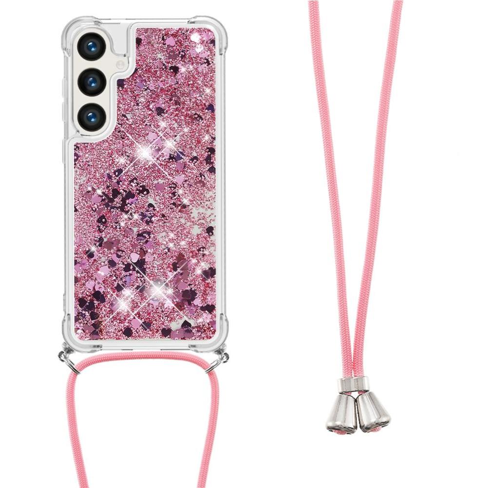 Funda Foxdock Para Samsung Galaxy S25 Con Cuerda Ajustable, Brillo Líquido, Protección Antigolpes Y Lente – Ideal Para Regalo