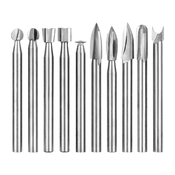 Broca para tallar madera, 10 Uds., para herramientas rotativas, grabado, herramienta manual versátil, vástago redondo de 0,6 cm, recorte, carpintería