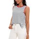 thumbnail image 4 of ATHLECHIC Camiseta sin mangas de regreso a clases para mujer con bloques de color a rayas, aberturas laterales, cuello redondo, verano, sin mangas, blanco rojo S, 4 of 5