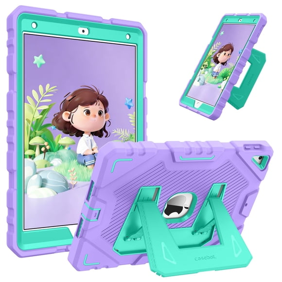 Funda Fintie para iPad de 9ª, 8ª y 7ª generación de 10,2 pulgadas con soporte, color morado y verde
