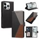 thumbnail image 1 of Cartera Plegable para iPhone 15 Pro Max, PU Tricolor con Ranuras, Negro, 1 of 6